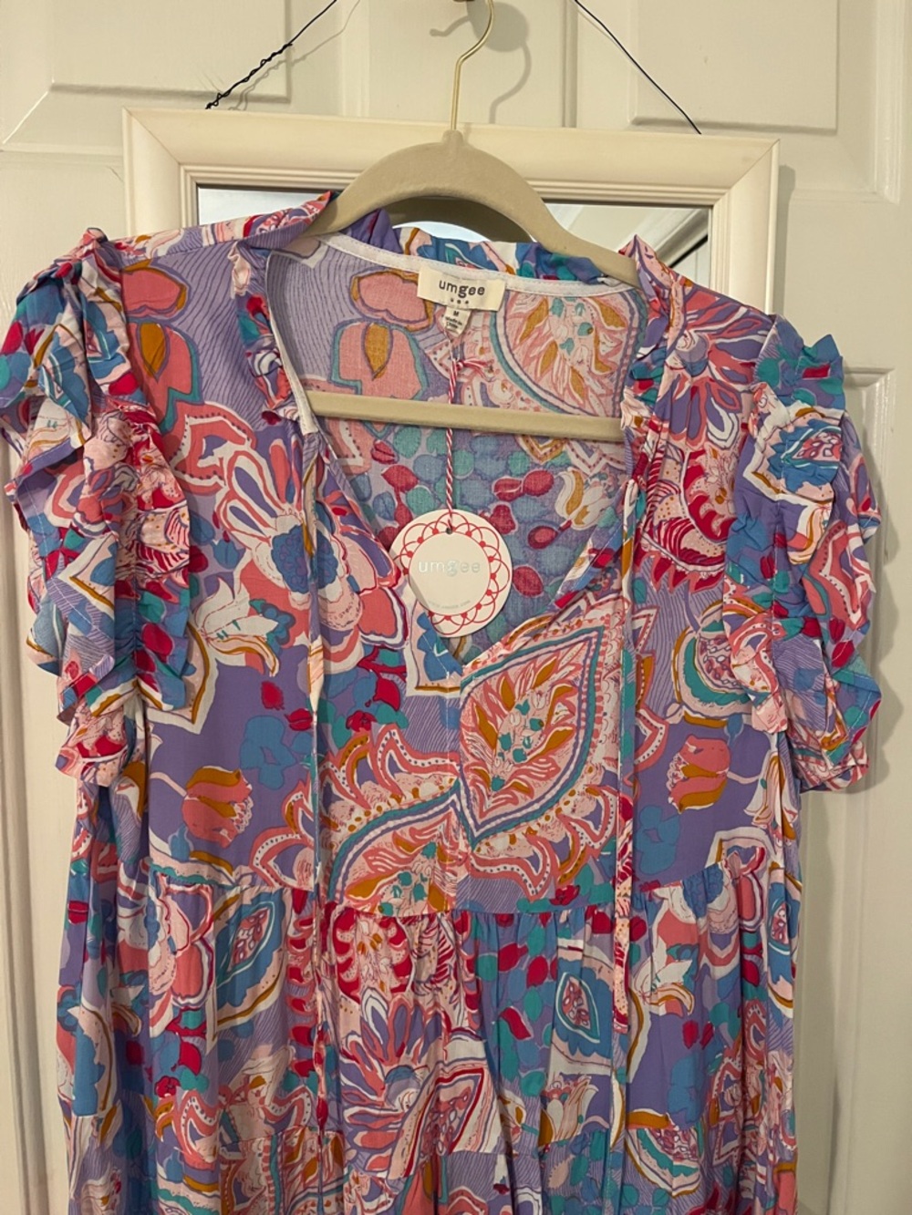 Umgee Lavender Tie-Front Boho Dress new with tags! M - Picture 3 of 6